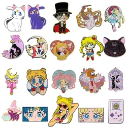Anime Cute Girl Enamelled Brooches Collection Kawaii Pins Clothes Backpack Lapel Badges Fashion Jewelry Accessories Gifts