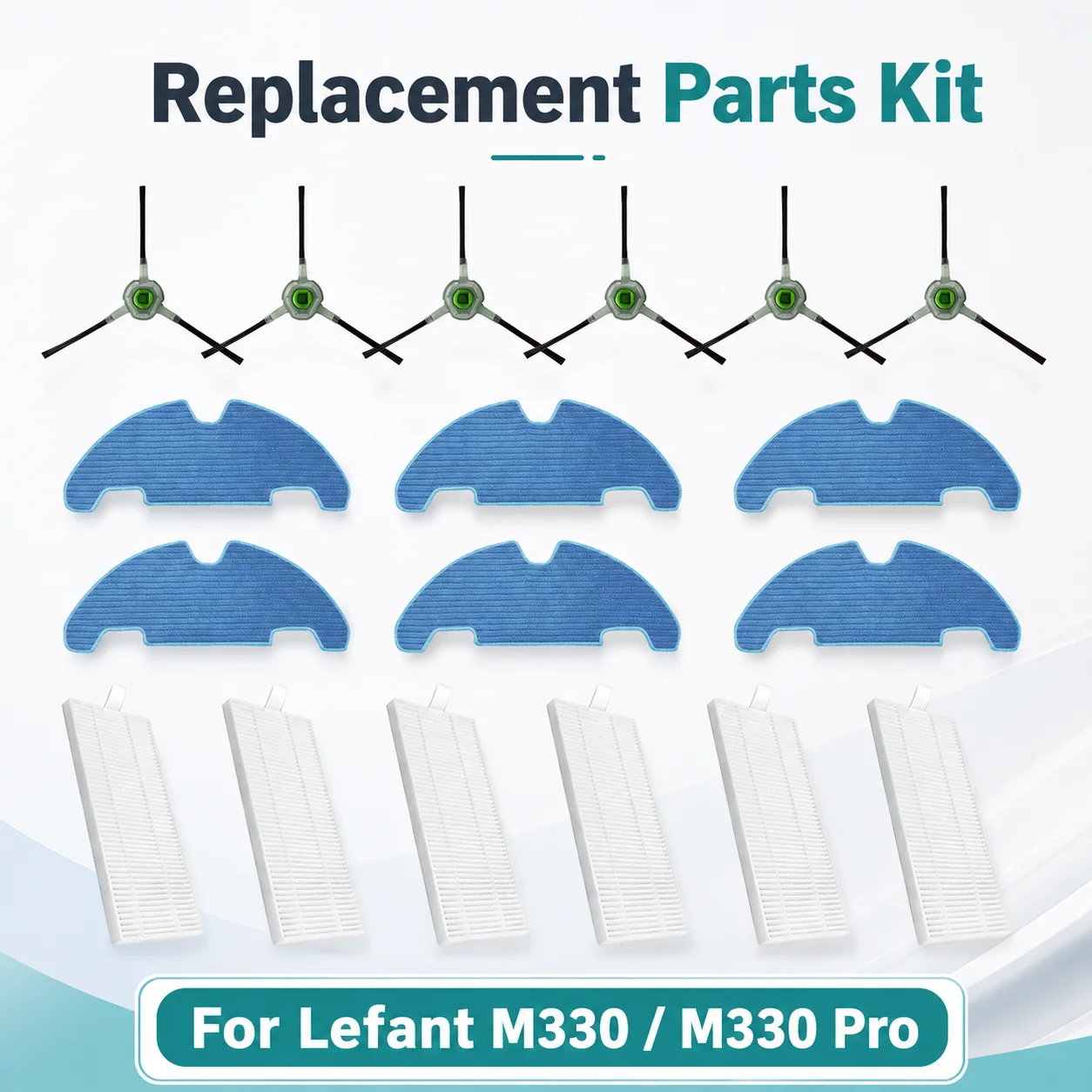 Compatible For Lefant M330 / M330 Pro Robot Vacuum Cleaner HEPA Filter Side Brush Mop Accessories Replacement Spare Parts Kit