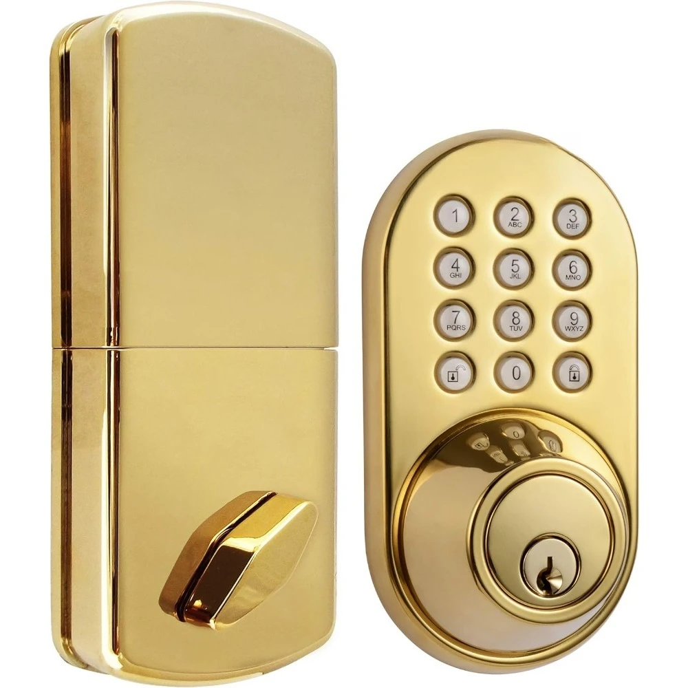 لوحة المفاتيح الرقمية ديدبولت قفل الباب دخول بدون مفتاح لمسة نهائية من النحاس المصقول الإلكتروني