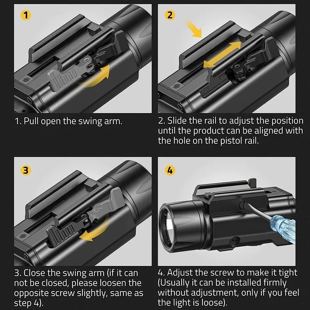 Linterna táctica LED magnética recargable para pistola - imagen 2