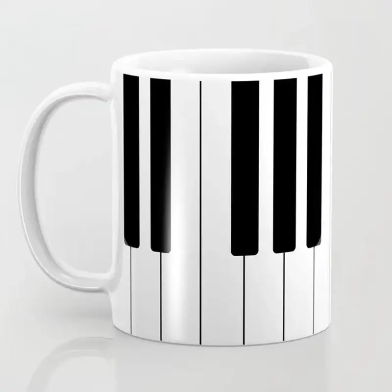 Creative Piano Patterned Ceramic Mug, High-value Coffee Mugs, Home Decor Piano Cups, Couple Tea Cup, Birthday Gift Kawaii Cup