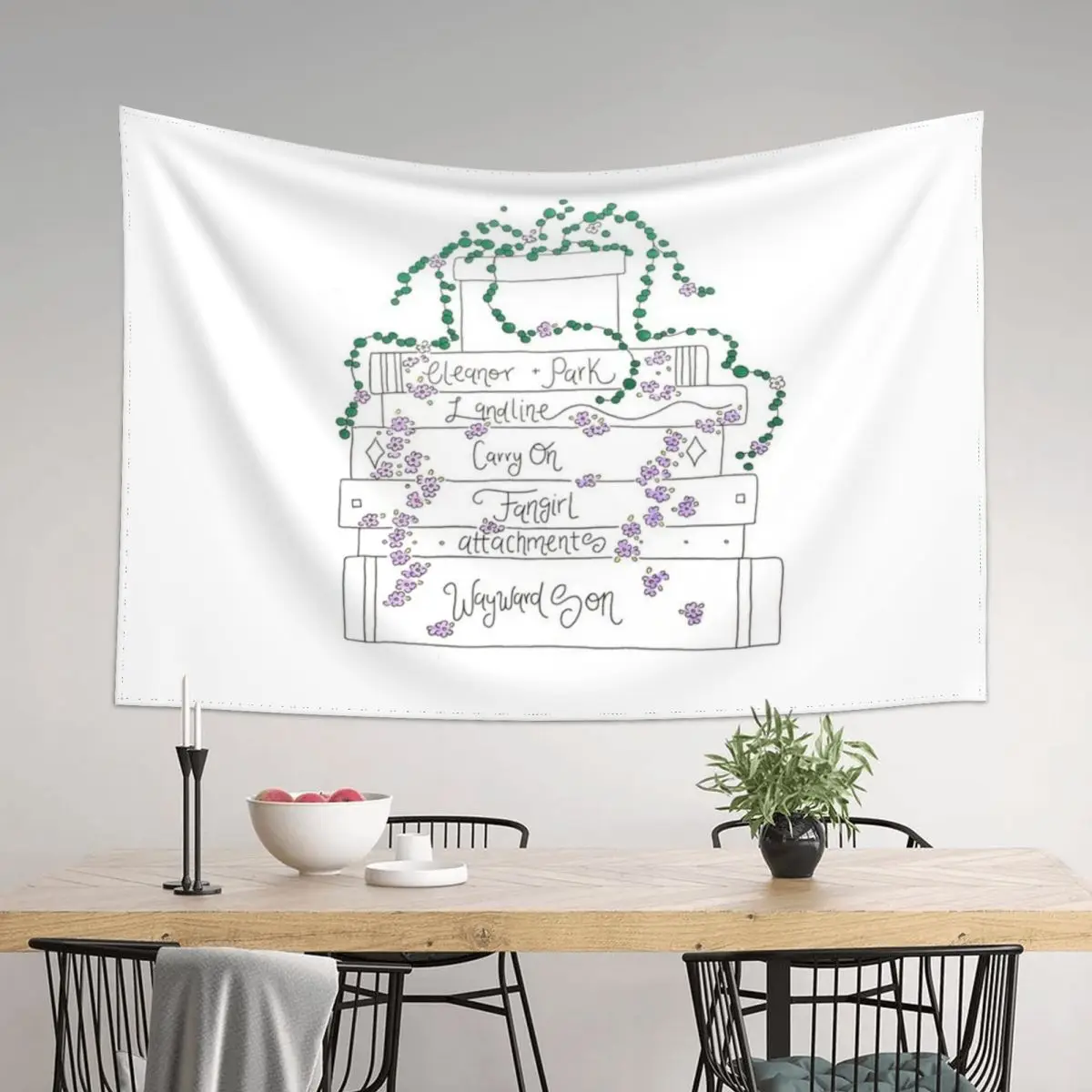 

Rainbow Rowell Book Stack Tapestry Room Decore Aesthetic Decor Home Home Decoration Accessories Tapestry