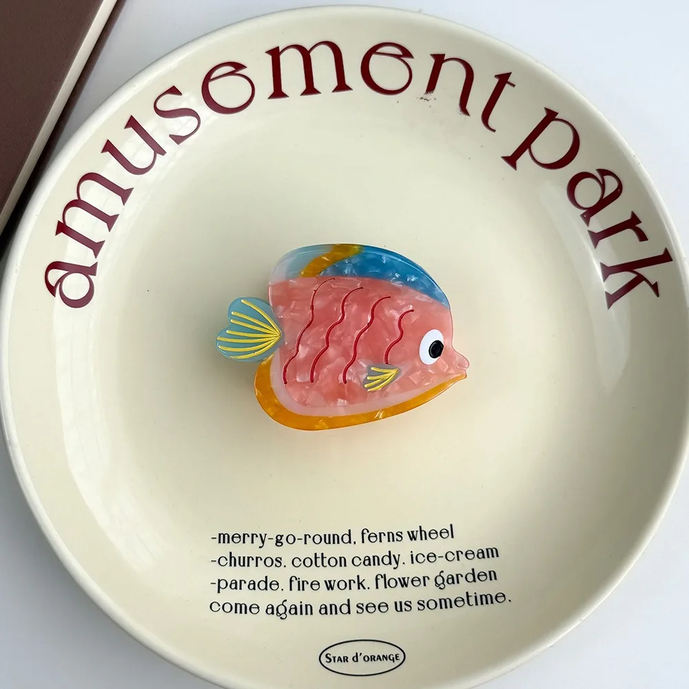 

Fashion Hairpin Ocean Fish Hair Claw Colorful Acetic Acid Marine Animals Hair Clip Geometry Acetate Fish Grab Clip Girls