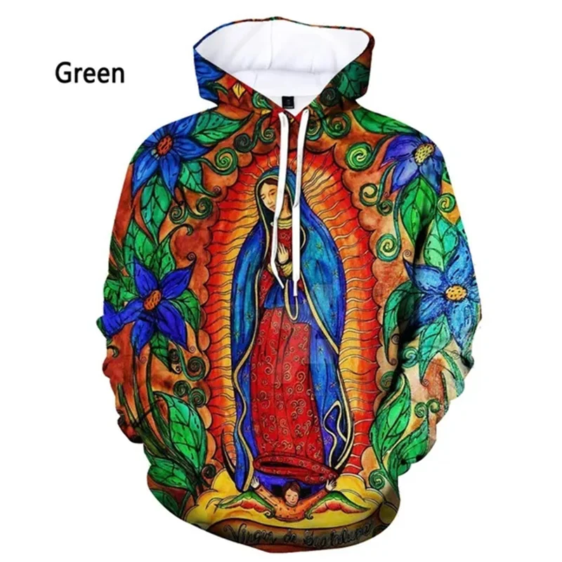 Virgin Mary Graphic Pop Men\'s Hoodies 3D Christianism Printed Sweat-shirts Women Harajuku Vintage Pullover Kid Hooded Sweatshirt