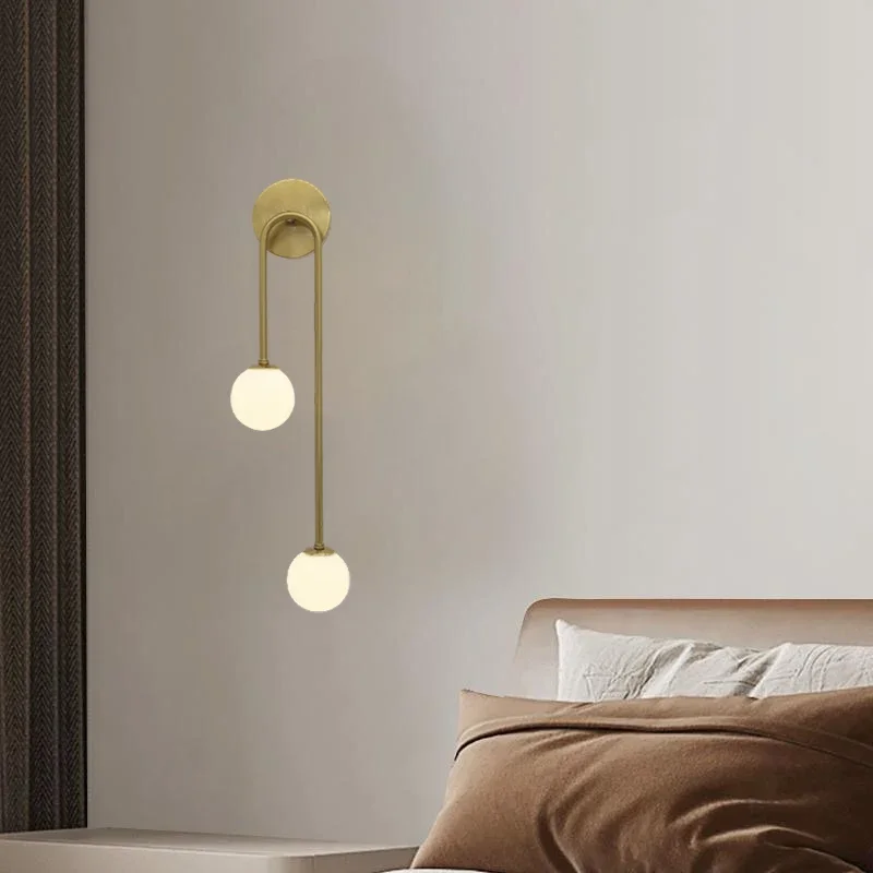 Nordic Corridor Aisle Staircase Decorative Lamp LED Wall Lamp Modern Bedroom Double Head Acrylic Ball Wall Lamp G9 Bulb view 6