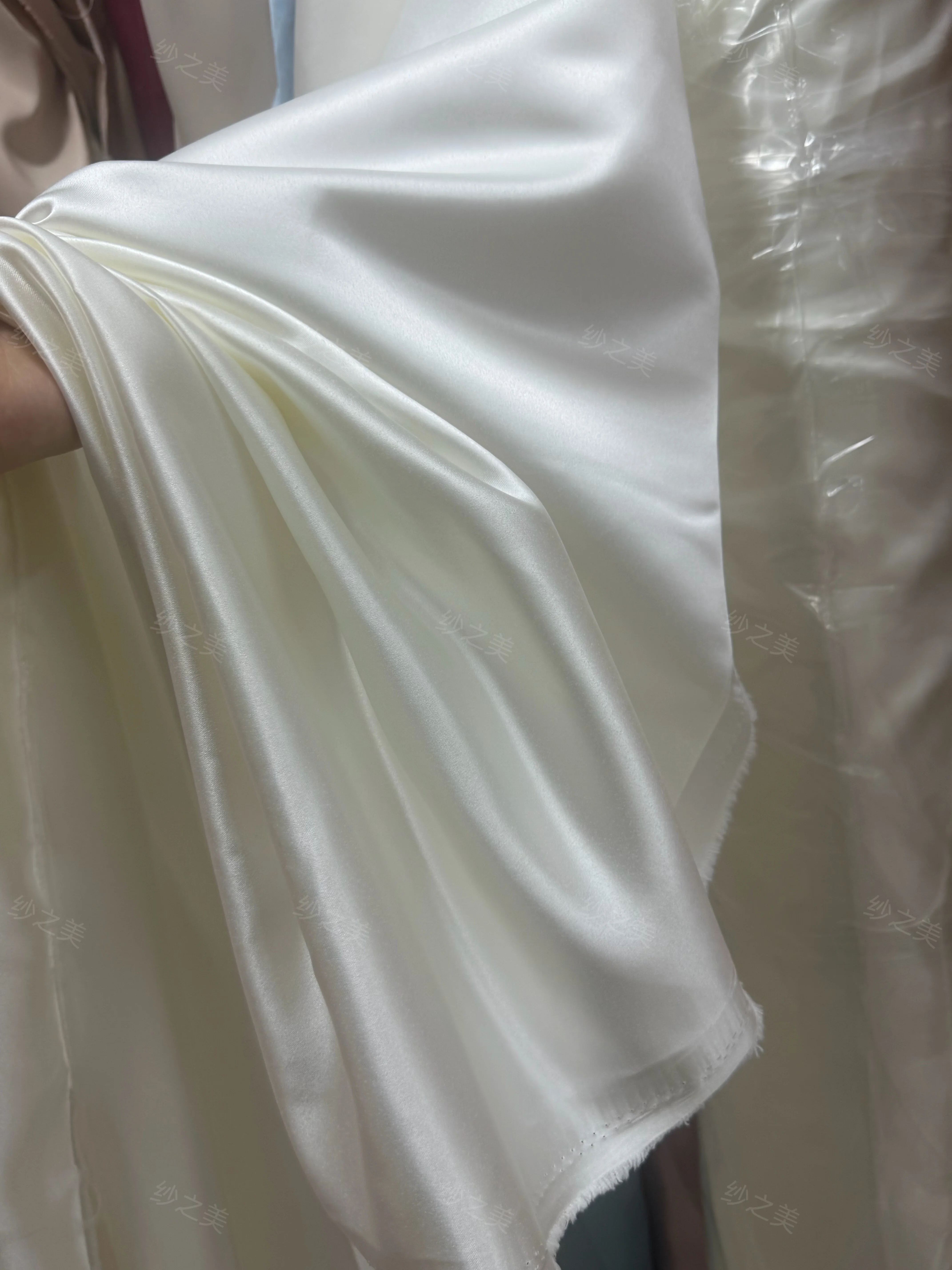 Pink Milk Tea Beige 395 Thick Satin Wide and DIY Bow Draping Fabric for Wedding Background Fabric