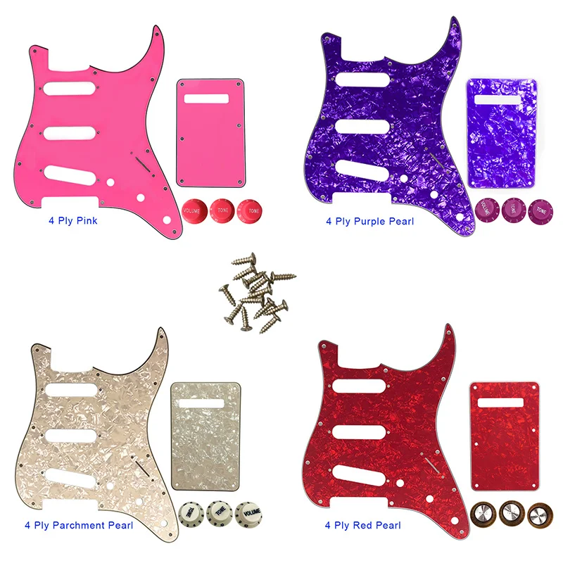 

5pcs Guitar Pickguard - For USA\ Mexico Fd Strat 72' 11 Screw Hole Standard St & Back Plate & Control Knob Multi Color Choice