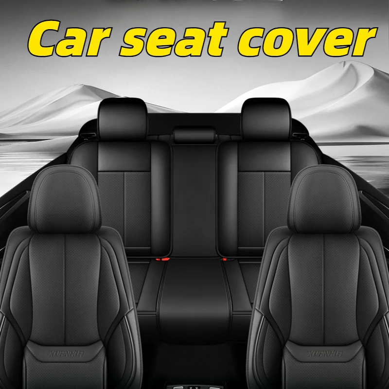 غطاء مقعد السيارة مصنوع من جلد البولي يوريثان قابل للتنفس ومقاوم للماء وخصر ناعم ومتين وغطاء وسادة مكون من 5 مقاعد