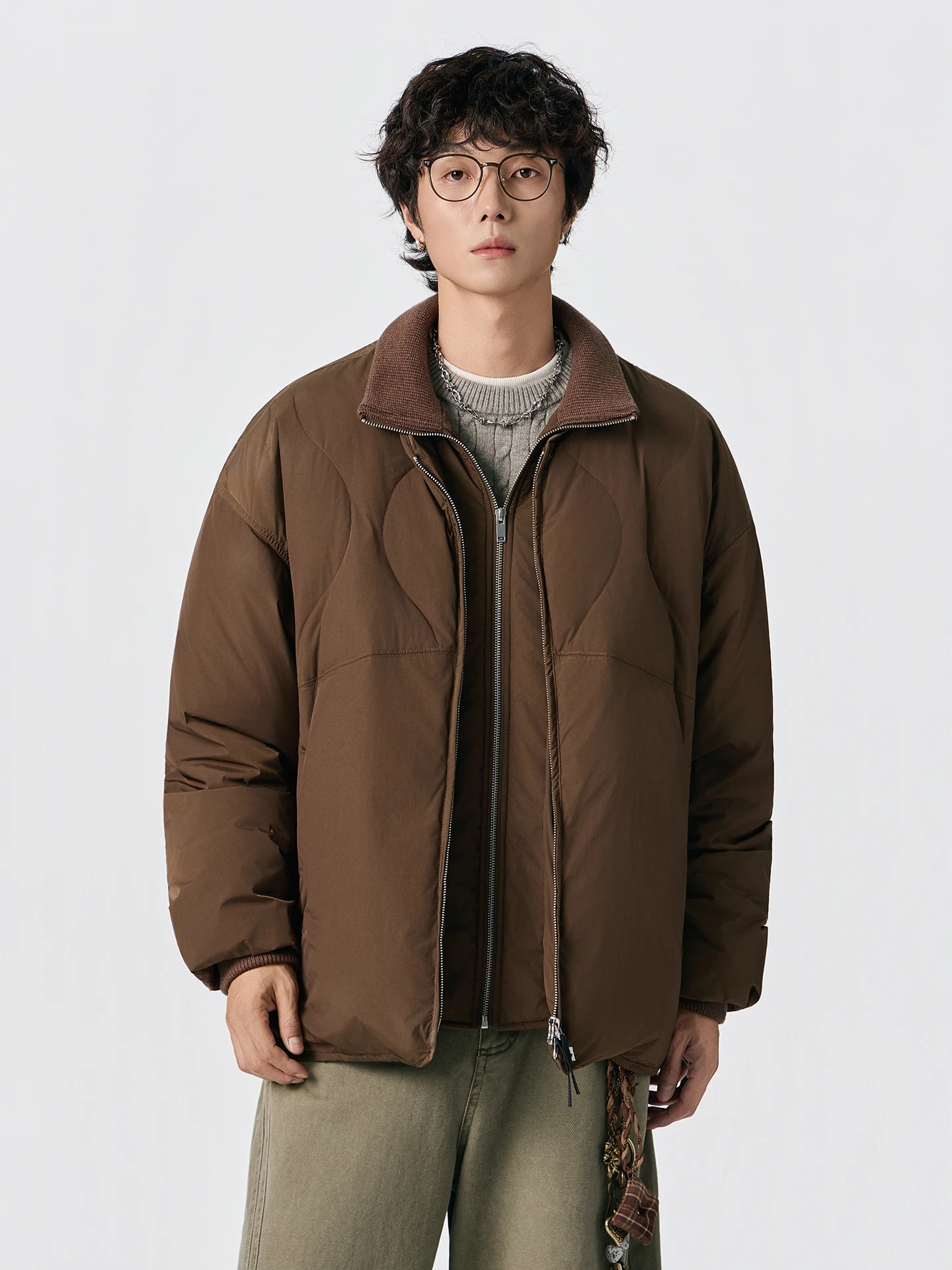 

Американская ретро-куртка с воротником-стойкой, утепленная пухом, для защиты от холода зимой, молодежная, модная, стандартного кроя, на молнии