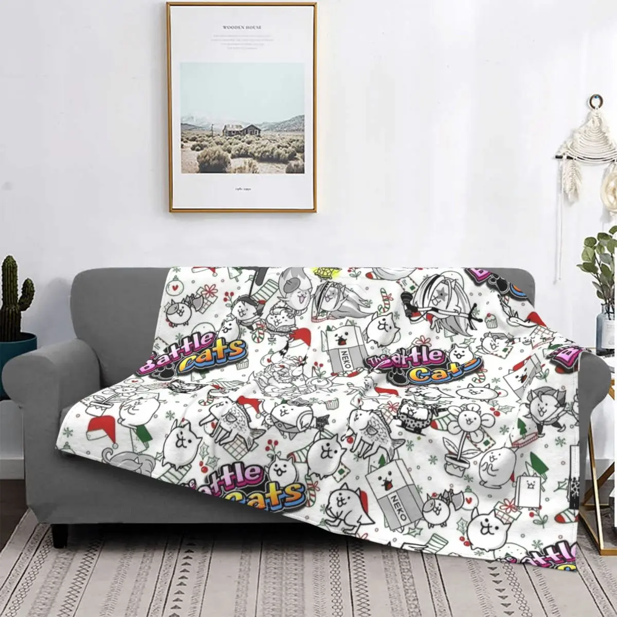 Battle Cats Game Blankets Fleece Textile Decor Breathable Super Soft Throw Blanket for Bed Car Rug Piece