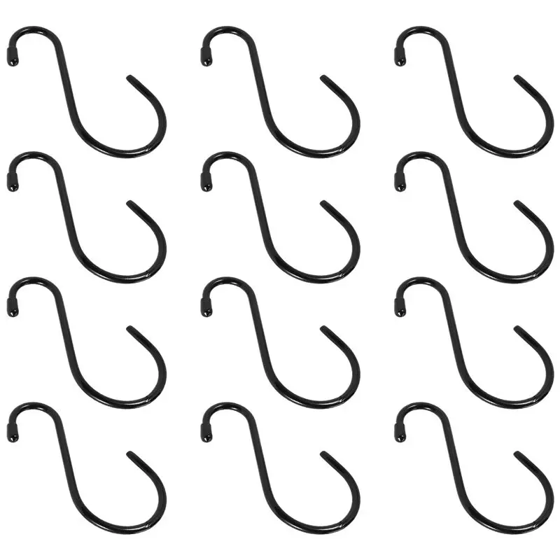 AS60-12 Pack 6 Inch Large Heavy Duty S Hooks For Hanging, Non Slip Rubber Coated S Hooks,Steel Metal Hooks For Hanging
