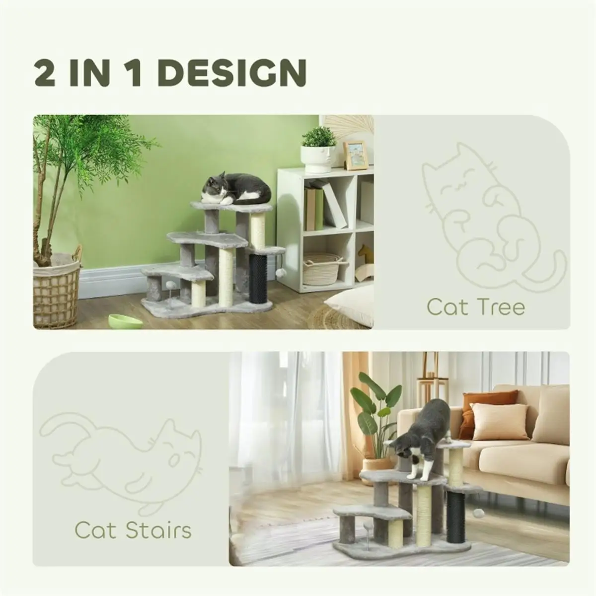 Multilevel Cat Tree with Cozy Hideouts and Scratching Posts - Perfect for Active Cats!