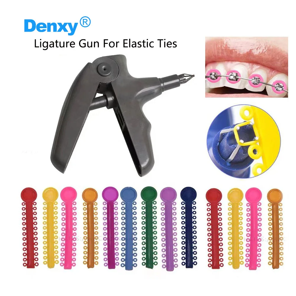 DENXY 2 Stück Dental-Ligaturpistolen-Spender für elastische Bänder, kieferorthopädische Ligaturpistole, gebrauchte Zahnarztinstrumente – Detail 1