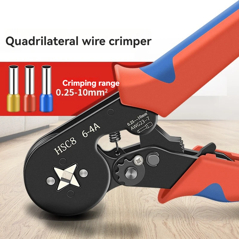 Hexagon Wire Terminal Ferrule Crimping Tool,Self-Adjusting Ratchet Crimping pliers, Electrician Tools