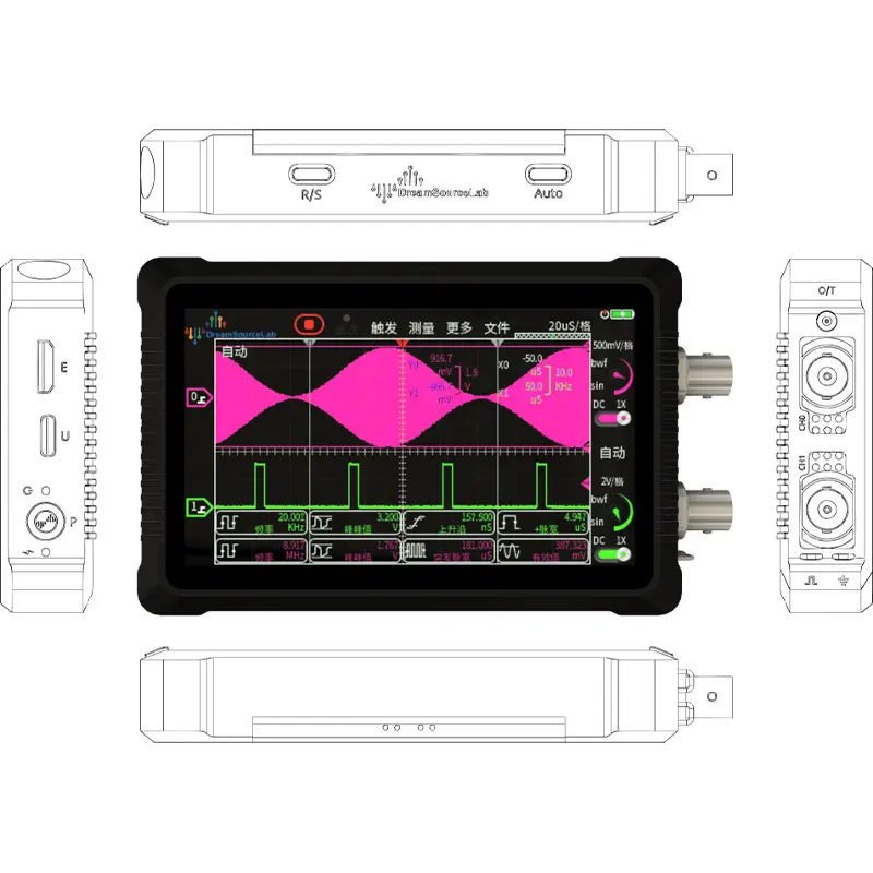 

DS4T1012 150M/1GSa/s/16Mpts Digital Oscilloscope Signal Generator Portable Handheld Oscilloscope