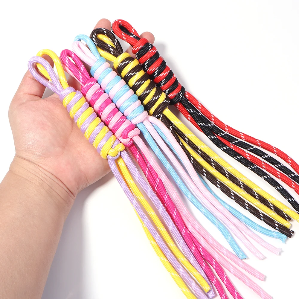 4 Stück kreative geflochtene Schlüsselbänder, bunte Nylonseile, verlustsichere Knotenfäden zum Selbermachen von Schlüsselanhängern, Taschenaccessoires – Detail 6