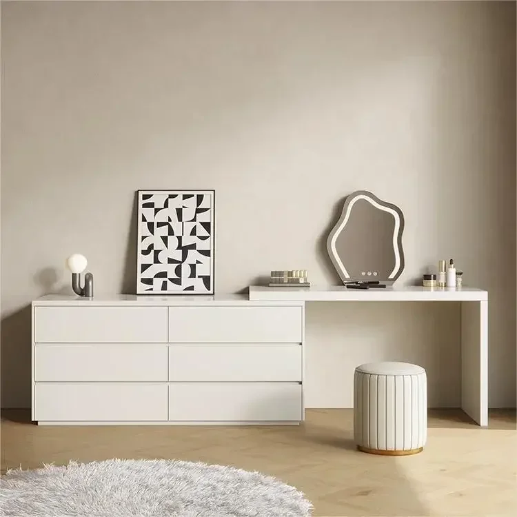 Luxury Dressing Table Drawer White Makeup Mirror Corner Desk Dresser Table Cabinet Organizers Storage Penteadeira Home Furniture