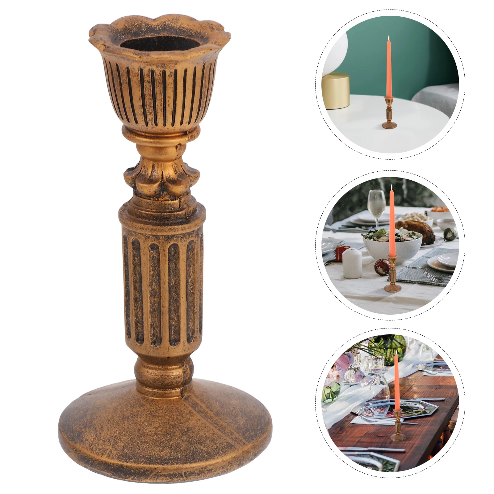 

Elegant Vintage Resin Candlestick Holders Decor Taper Pillar Stands Table Centerpiece Farmhouse Decorative