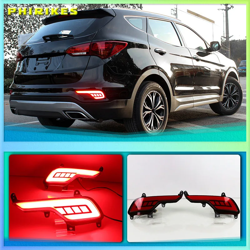 

2Pcs LED Rear Bumper Reflector Light For Hyundai ix45 Santa Fe Santafe 2016 2017 2018 Brake Light Turn Signal Light