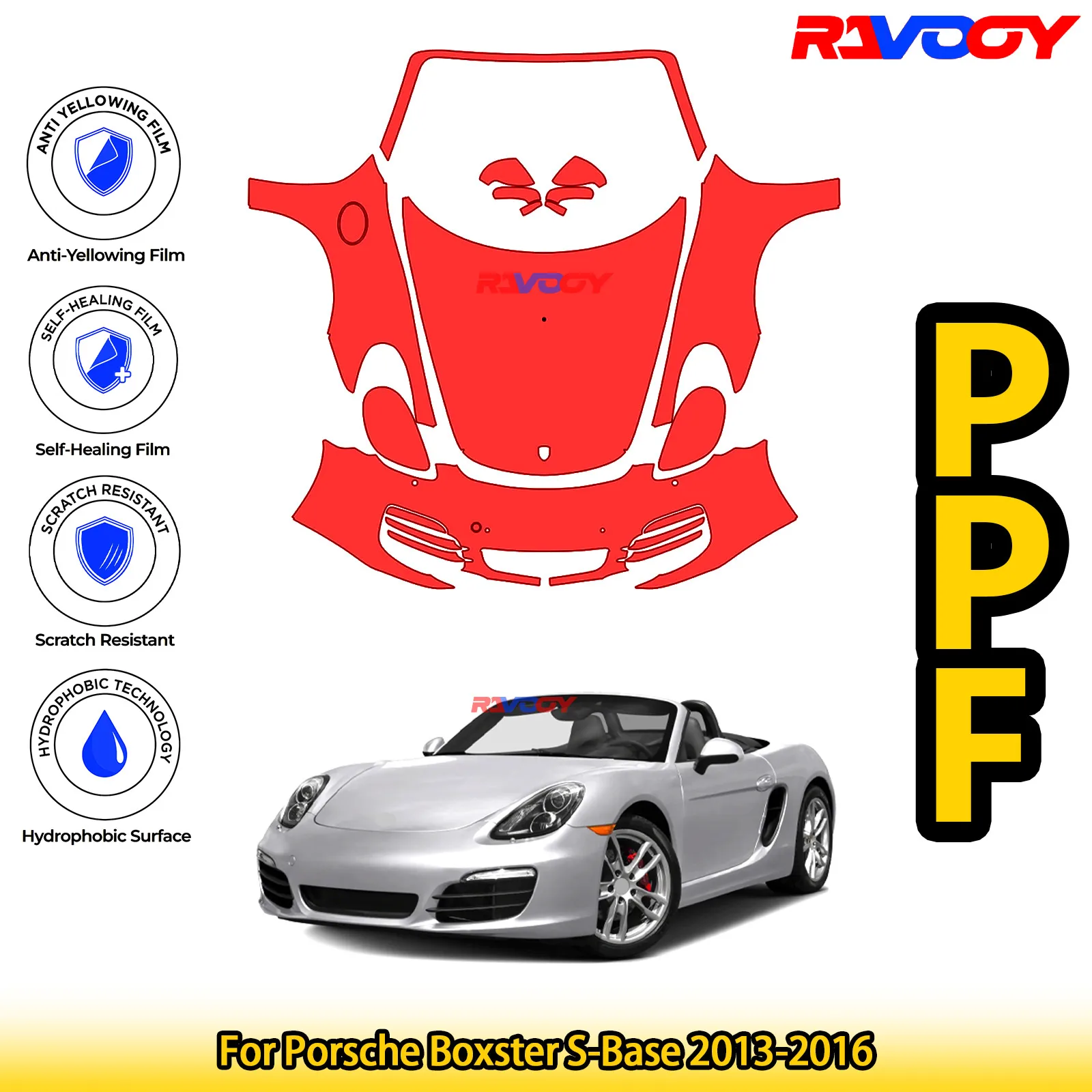 

For Porsche Boxster S-Base 2013-2016 Glossy Matte Black Precut front PPF Kit Paint Protection Film