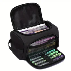 Extra-Large Multi-Purpose Pencil Case Durable Polyester Spacious Organizer for School Supplies & Makeup Portable Design forTeens