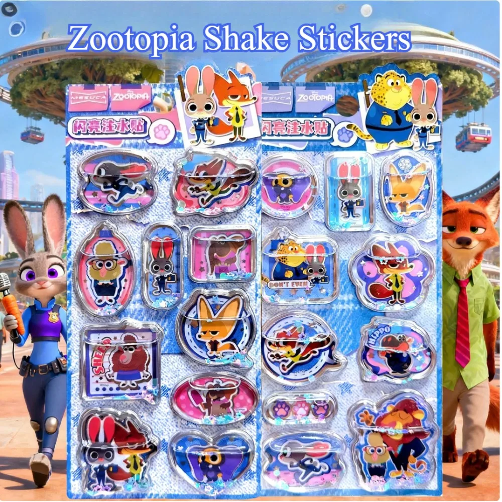 NEW Zootopia 3D Shake Stickers DIY Nick Notebook Album Diary Handbook Decorations Cute Judy Anime Stationery for School Students