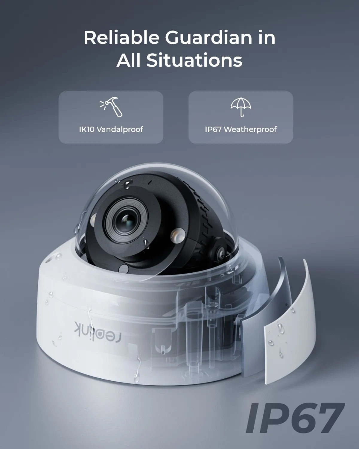 Reolink 5MP IK10 caméra de sécurité PoE anti-vandalisme 4K caméra IP tourelle extérieure 8MP IP67 caméras de Surveillance étanches RLC-540A