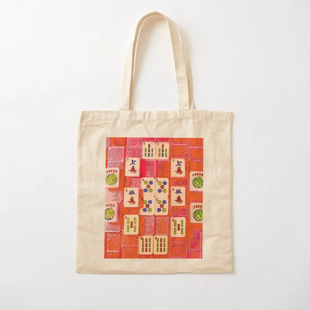 Number 5 Mahjong Tiles Tote Bag bags luxury women Shopper handbag foldable reusable bag Cloth bag