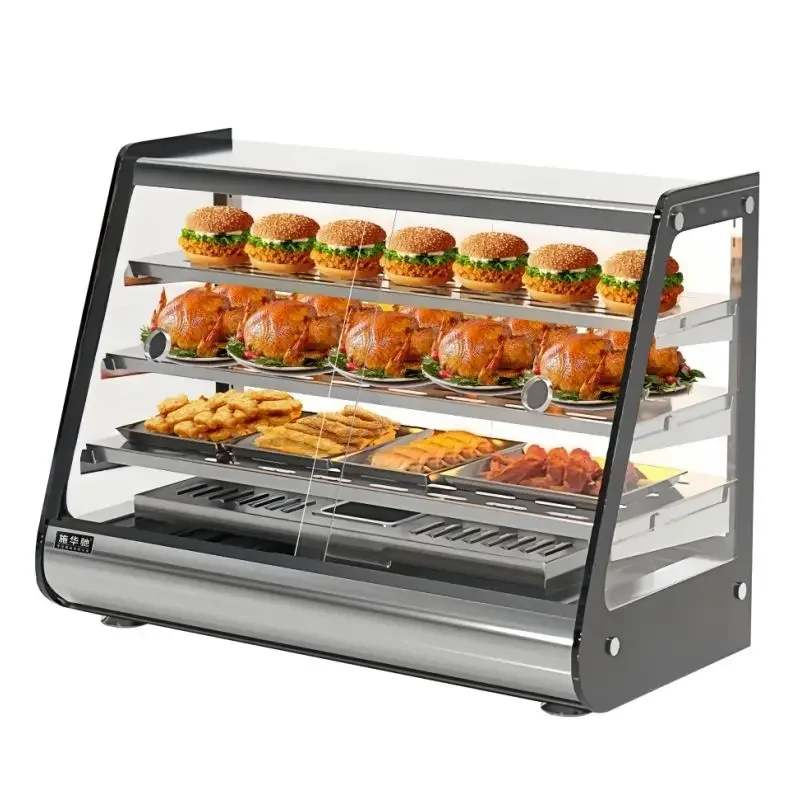 Heated desktop constant temperature food display cabinet, small egg tart burger fried chicken incubator