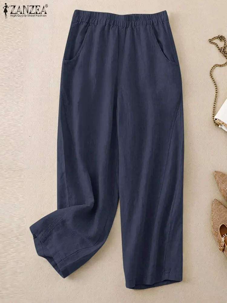 

2024 ZANZEA Summer Vintage Harem Trousers Women Fashion Elegant Solid Work Pantalon Turnip Casual Long Pants Streetwear Oversize