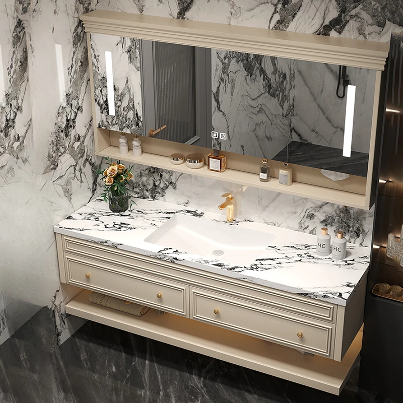 Luxury Bathroom Cabinet Vanity Multipurpose Sinks Space Saving Wall Pharmacy Wc Furniture Column Storage Double Washbasin Wooden