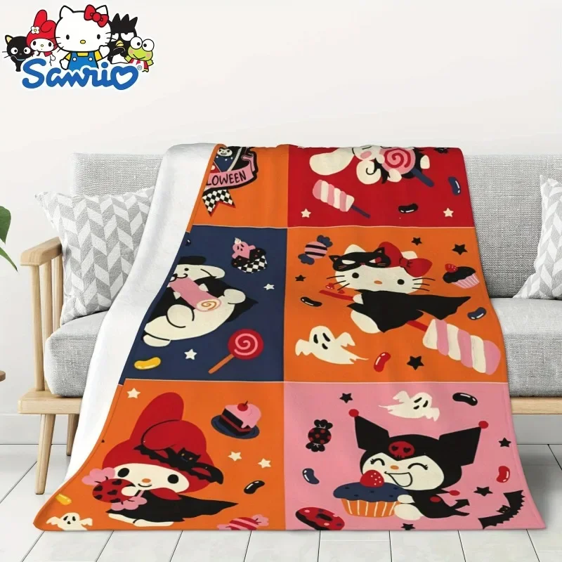 Saniris Halloween Anime Kawaii Print Hellokittys coperta di flanella singolo strato Cartoon condizionatore d\'aria copertura per la casa coperta