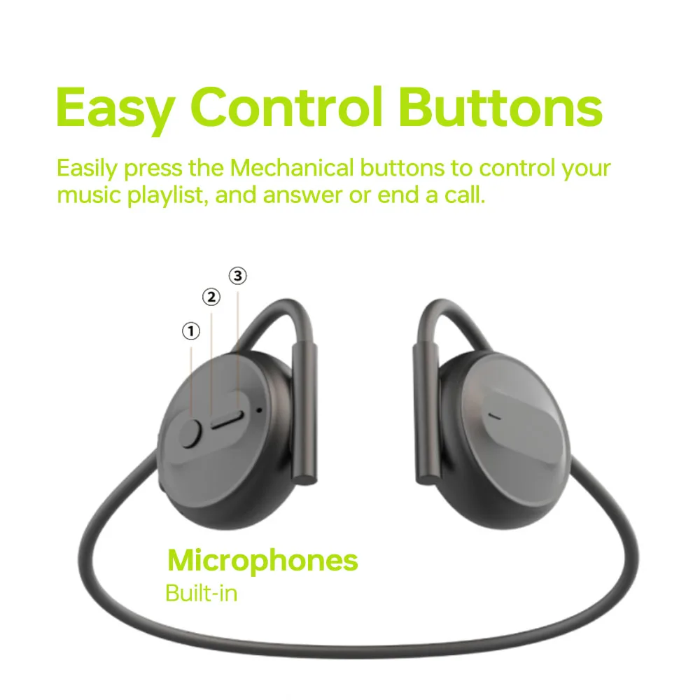 سماعات أذن لاسلكية مفتوحة مع ميكروفون ، سماعات رأس بتقنية البلوتوث ، 30 مكبرات صوت كبيرة ، مناسبة للرياضة ، اليوغا ، صالة الألعاب الرياضية ، في الهواء الطلق ، 30 *
