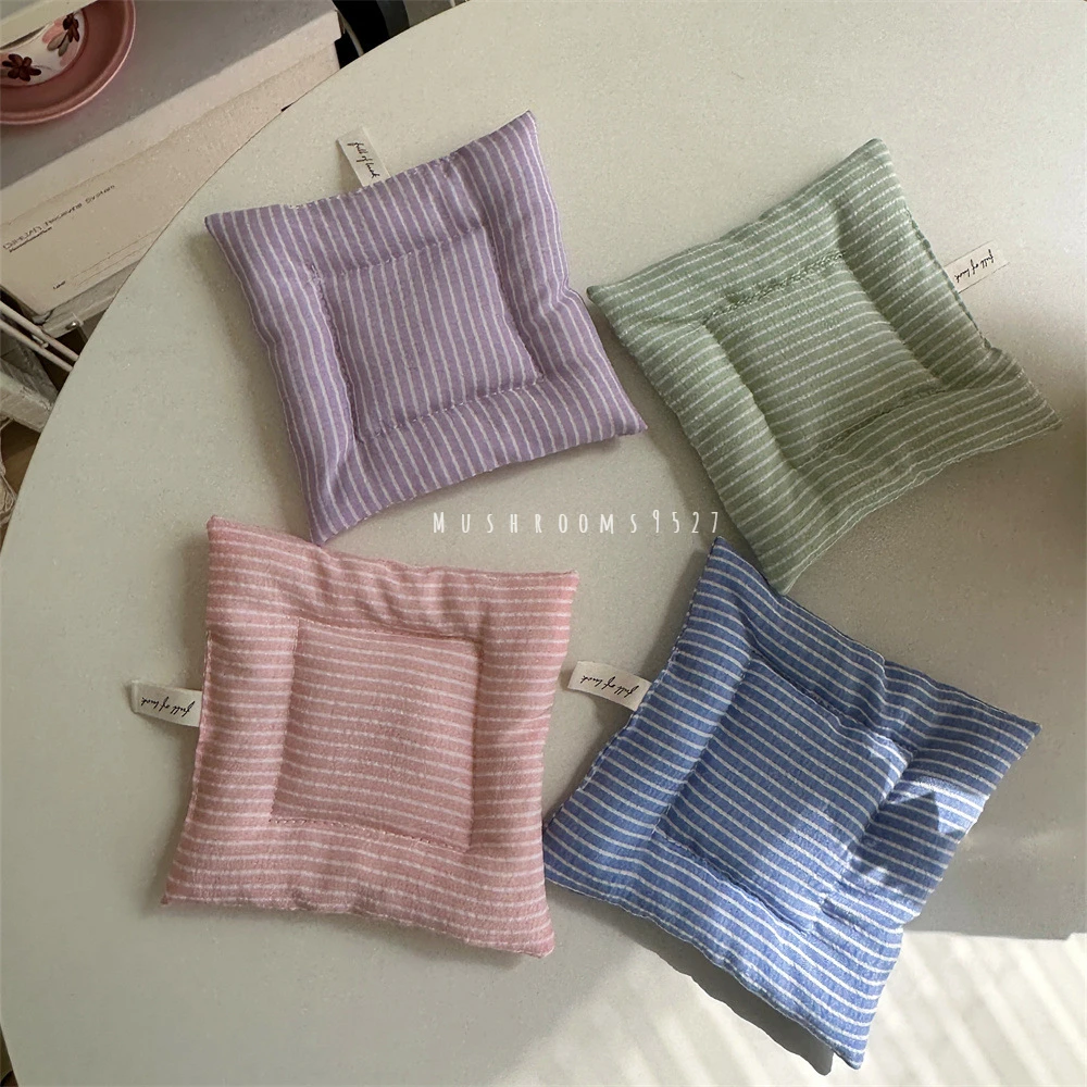 

Korean Multi-color Laminated Cotton Striped Coasters Fresh Dining Table Fabric Heat-insulating Mats Home Decorative Coasters