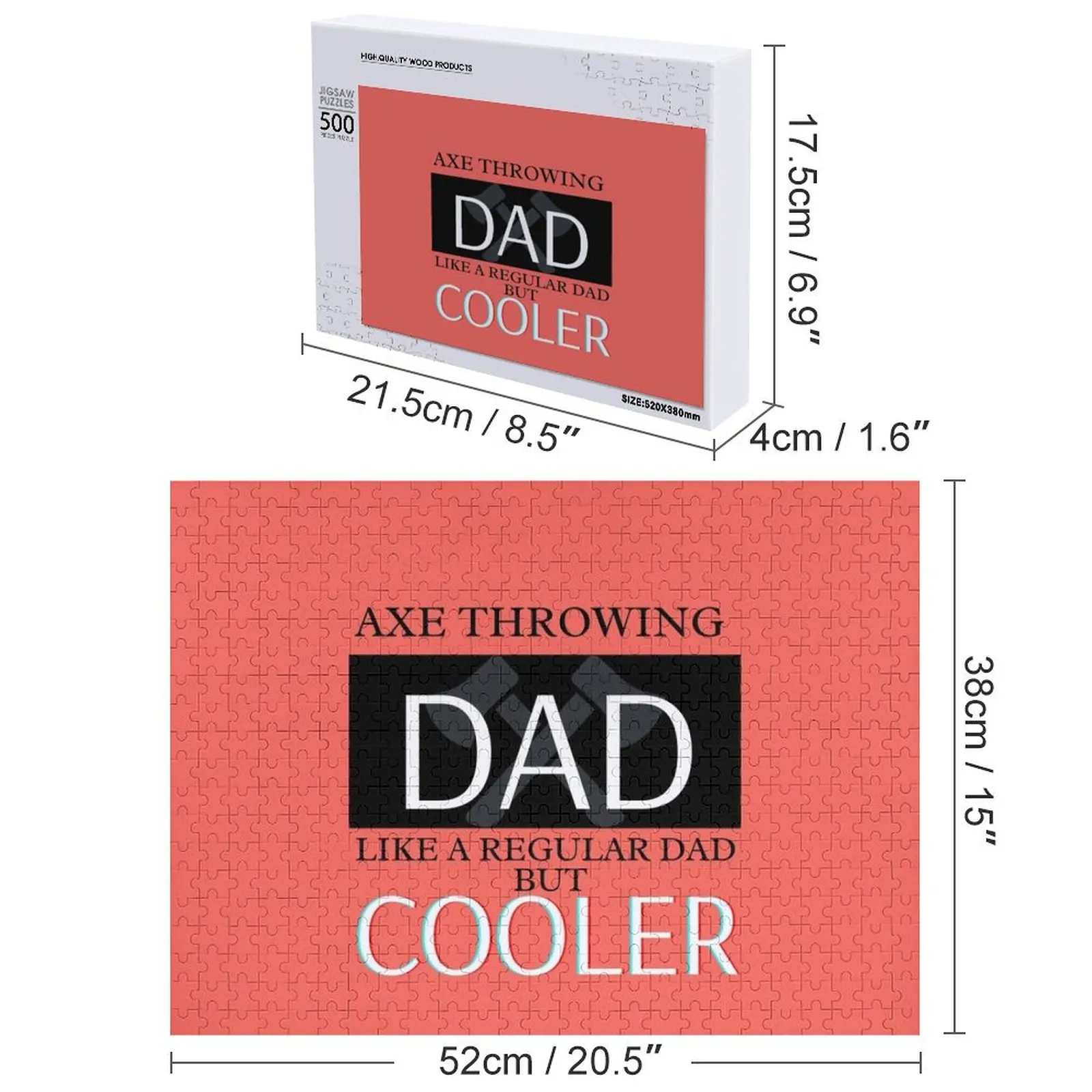 Axe throwing dad Jigsaw Puzzle Wood Animals Custom Jigsaw Puzzle