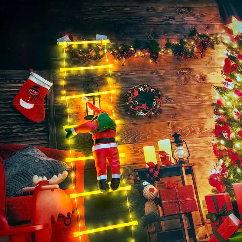 

Christmas Ladder Climbing Lights LED Illuminated Ladder Santa Climbing Stairs Christmas Gifts Holiday Decoration