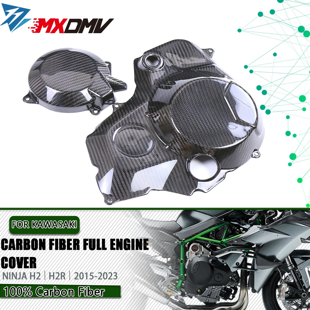 

For KAWASAKI NINJA H2 H2R ZH2 H2SX 2015-2023 Carbon Fiber Full Engine Cover Fairing Motorcycle Engine Cover Protector