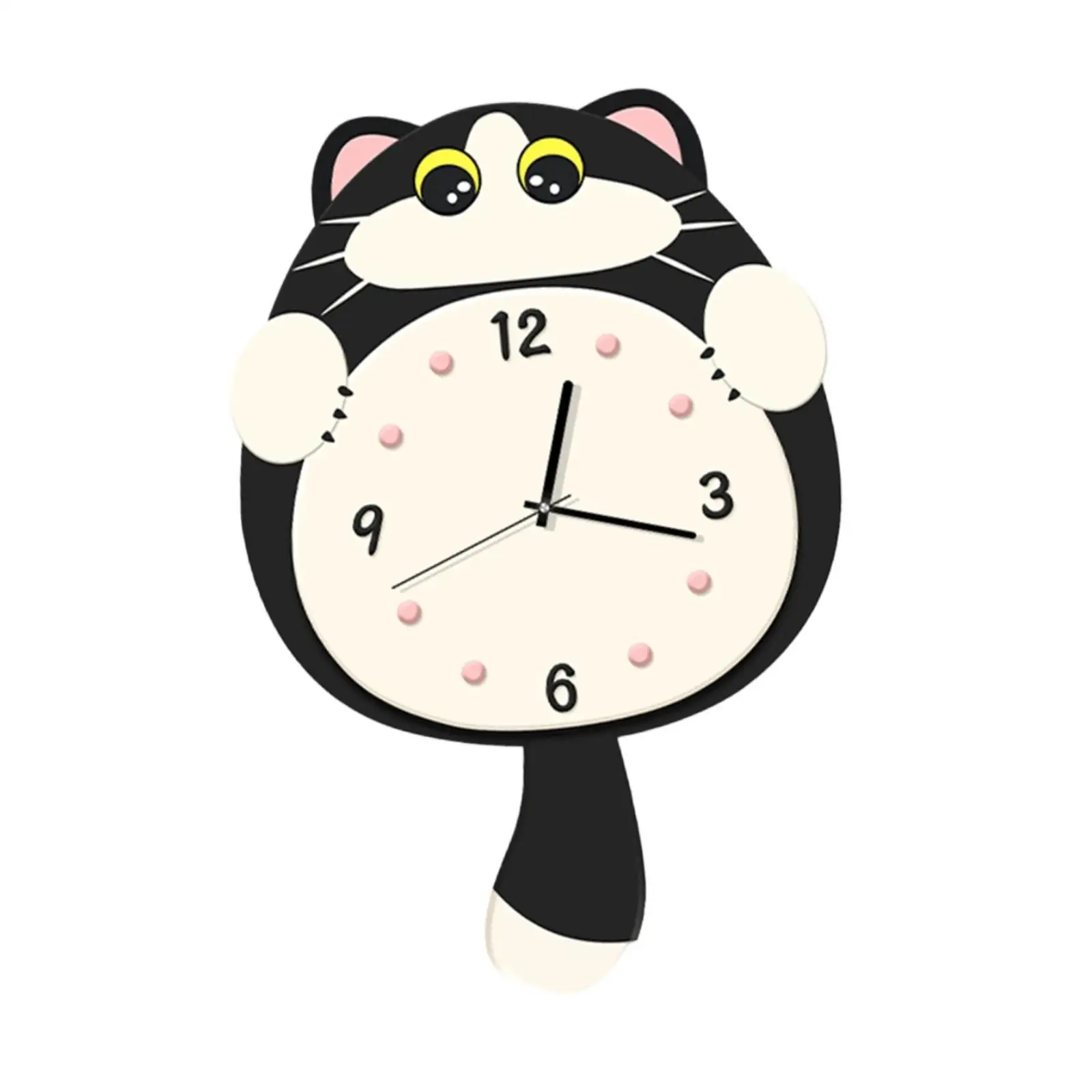 Cat Wall Clock with Swinging Tail Decorative Clock for Living Room Modern Home Decor Unique Cute Ornament