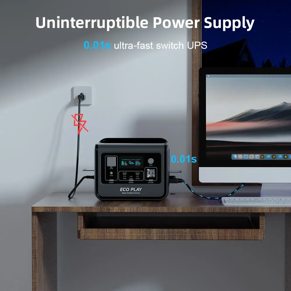 800W 512Wh 태양광 발전소, 이중 전압, 가정 및 캠핑용 휴대용 에너지 저장 장치 썸네일 3