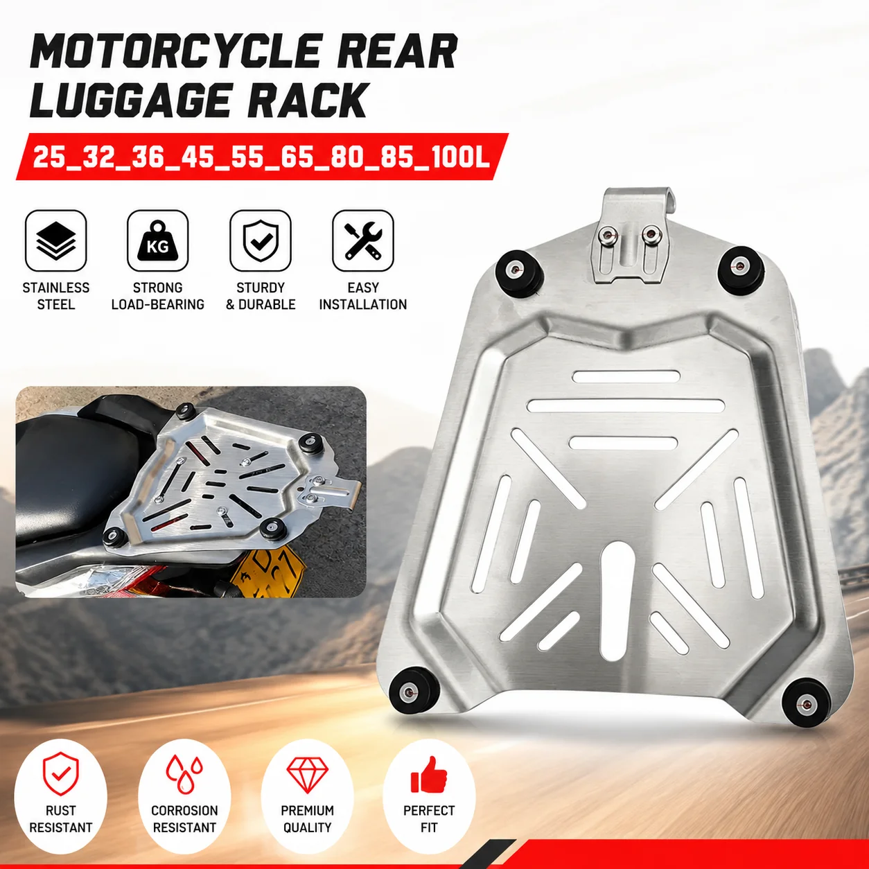 Fit For 25/32/36/45/55/65/80/85/100L Motorcycle Rear Luggage Box Bracket Plate Trunk Boot Quick Release Base Plate Shelf Holde