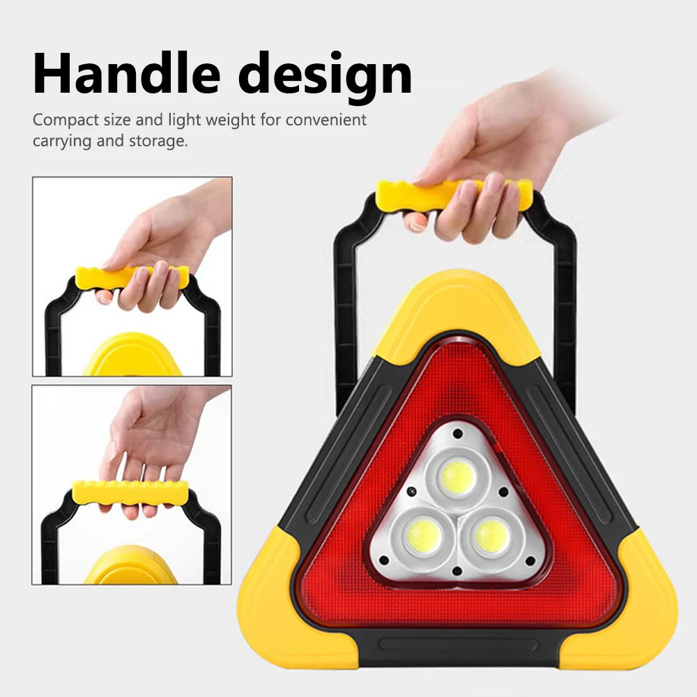 Multifunctional Car Emergency Car Repairing Warning Light Triangular Roadside Warning Light Solar Warning Light Foldable