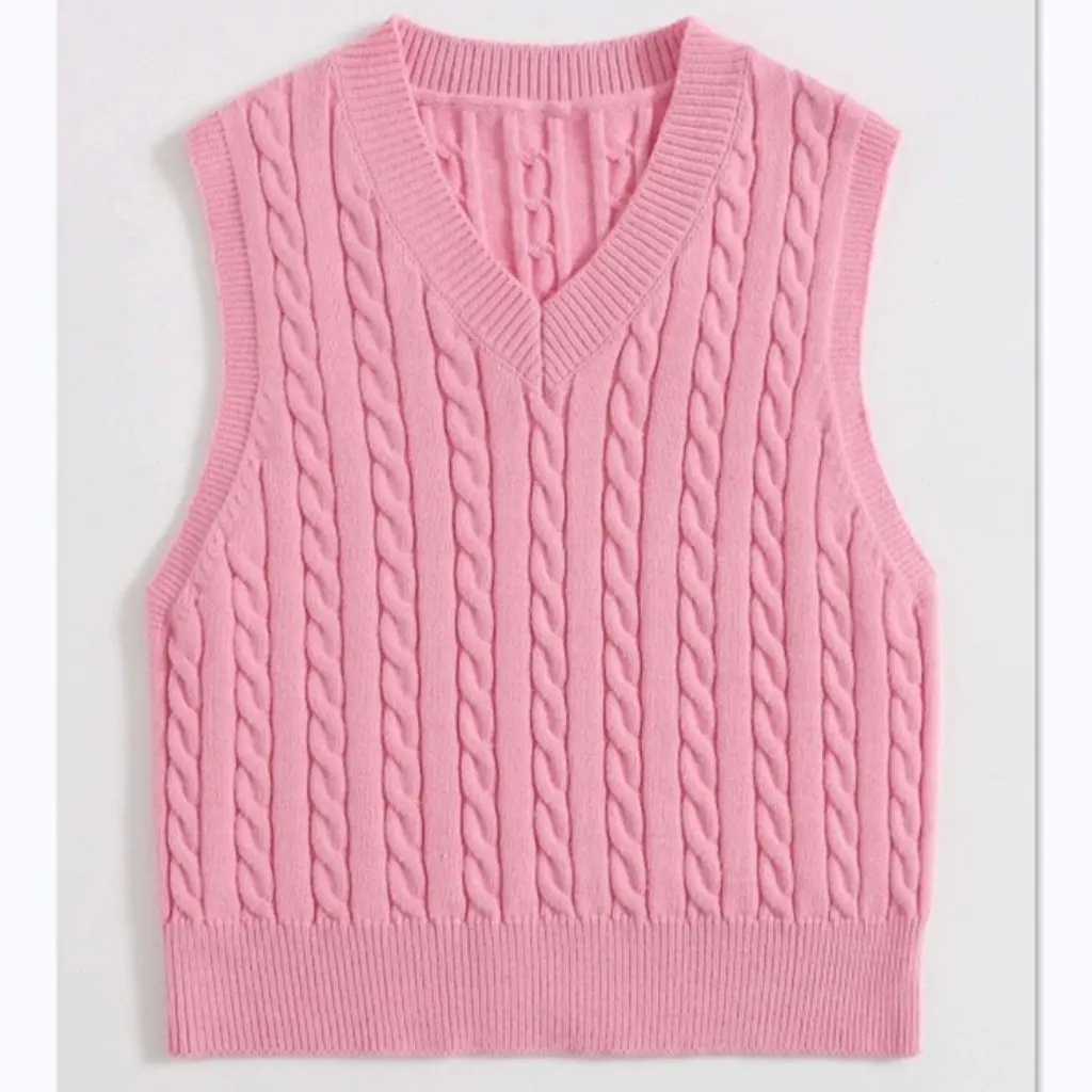 

Women's Knitted V-Neck Vest Sweater Sleeveless Top European And American Style Fashion Pullover Clothing