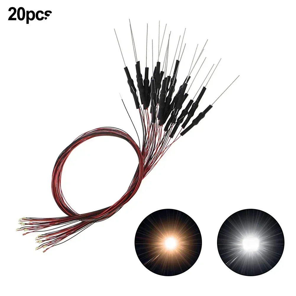 20 unids/lote 0402 0603 lámpara con cable Micro Led presoldado Micro Litz Chip con cable 30cm 12V DIY edificio ferroviario modelo escenas luz