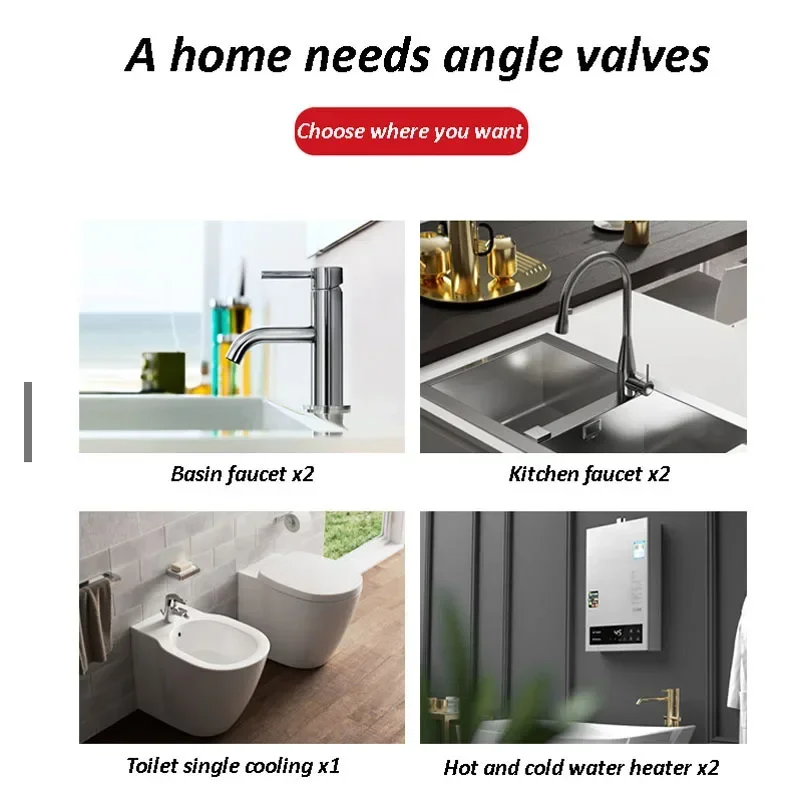 G 1/2 Inch Solid Brass Faucet Triangle Valve Angle Inlet Water Stop Valve Hot Cold Water Heater Toilet Copper Core Switch Valve