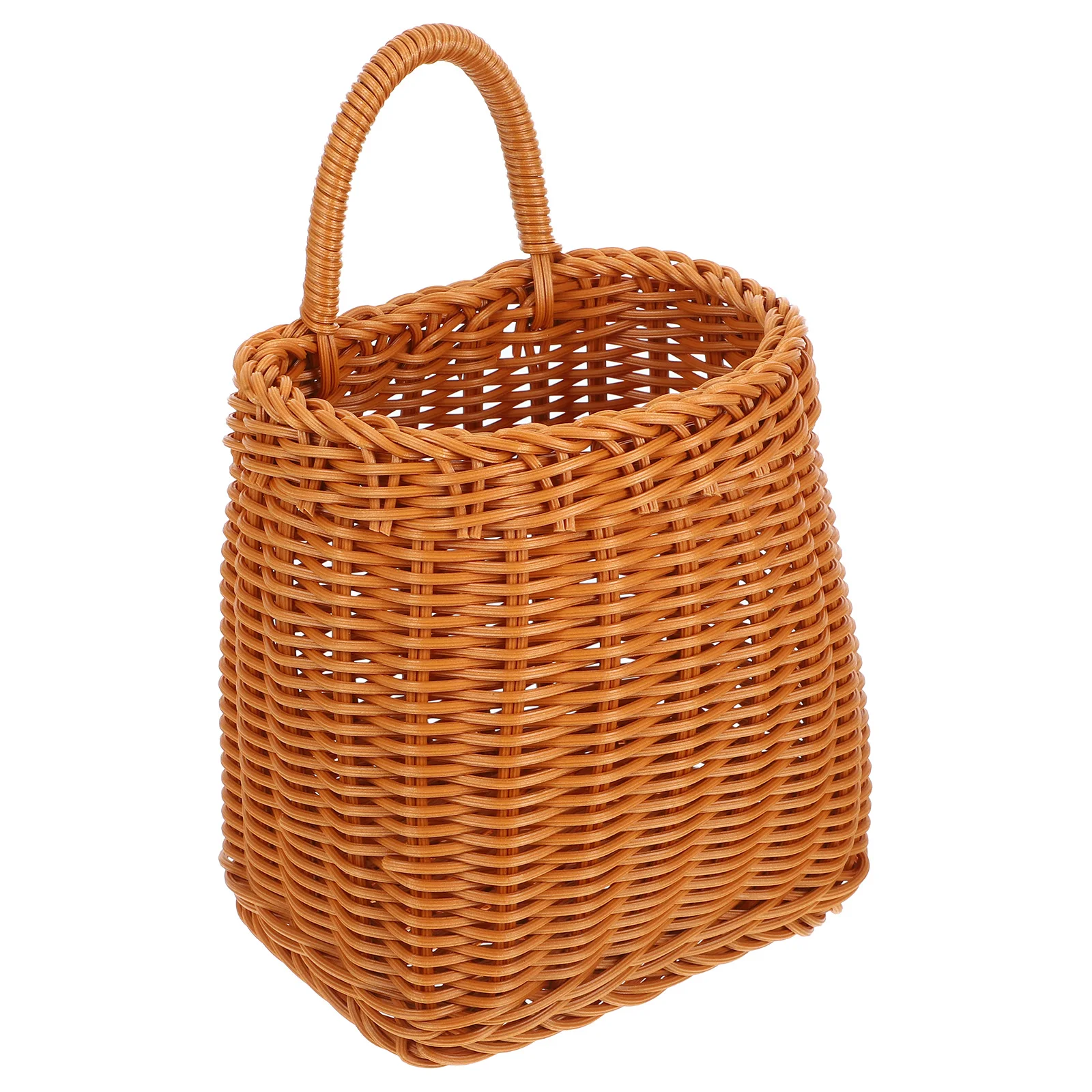 

Imitation Rattan Woven Basket 15 5x11 5cm Top 16x11 5cm Bottom 17cm High Kitchen Storage Portable Hanging Vegetable Wall