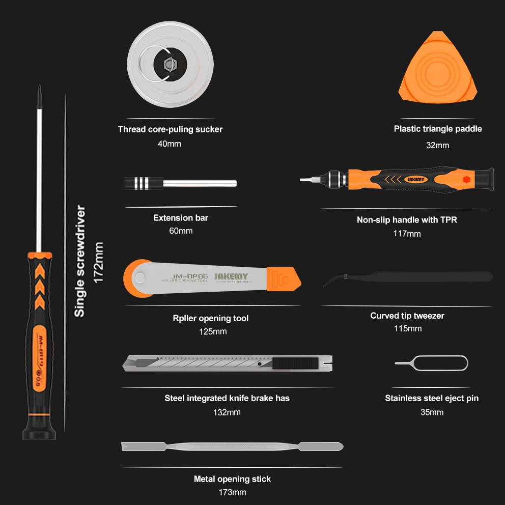 JAKEMY JM-8139 47-IN-1 Precision Screwdriver Set Magnetic CR-V Bits Spudger Pry Opening Kit for Mobile Phone Tablet Repair Tools