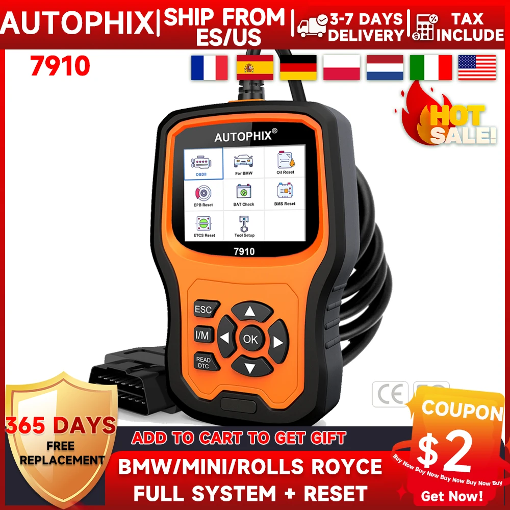 

Autophix 7910 OBD2 Car Scanner Diagnostic Tool For BMW TPMS Oil Airbag Battery Reset All System Automotive Scanner For Rolls