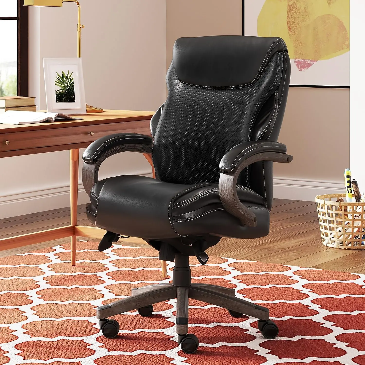 La-Z-Boy Hyland Executive Office Chair With Air Technology, Adjustable High Back Ergonomic Lumbar Support, Bonded Leather,