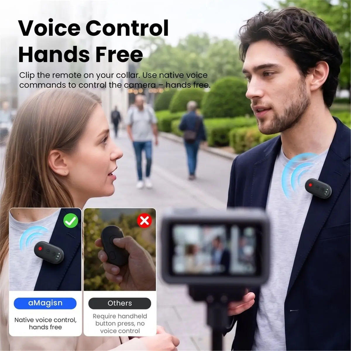 Bluetooth Voice & Button Remote Control Built-in Mic for Audio Reception for Action 6 X4 Pro 2 X5