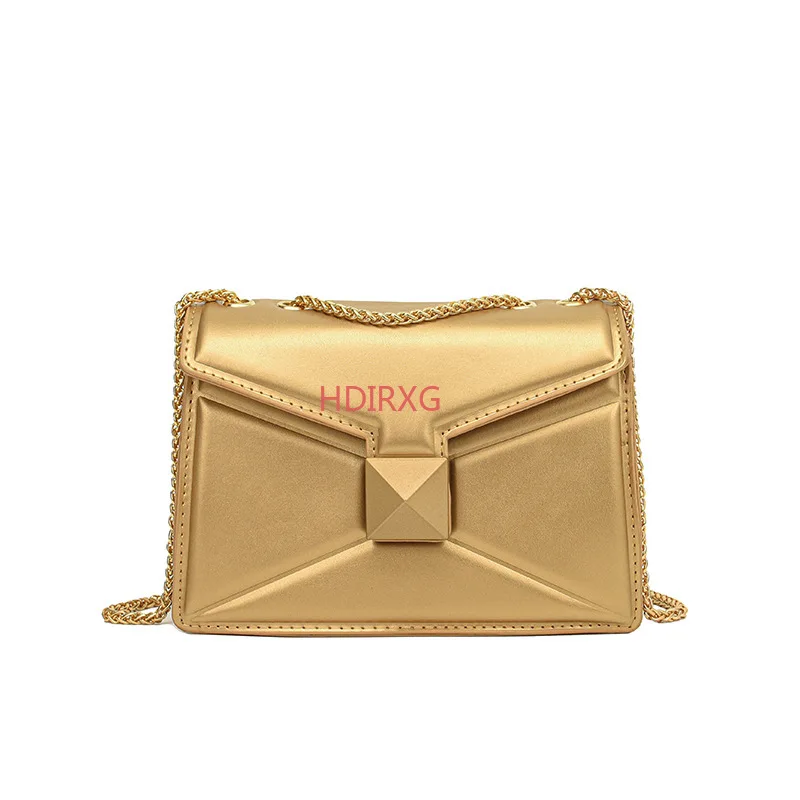 

New Large Rivet Chain Bag Retro One Shoulder Large Capacity Small Square Bag Fashion Handheld Diagonal Straddle Women's Bag